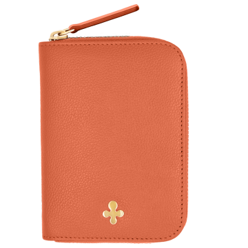 Portefeuille en cuir orange