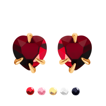 Boucles d'oreilles  
Amour avec cristaux rouges doré à l’or fin