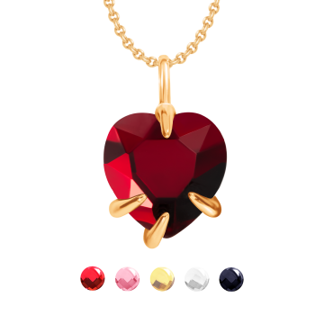 Collier Amour avec un cristal rouge doré à l’or fin