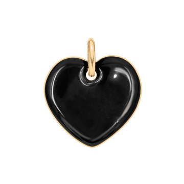 Pendentif Cœur en émail noir 1 cm doré à l’or fin