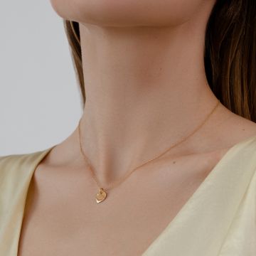 Collier avec cœur en or 585 serti d'un diamant