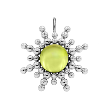 Pendentif Sun avec quartz vert 3 cm plaqué argent