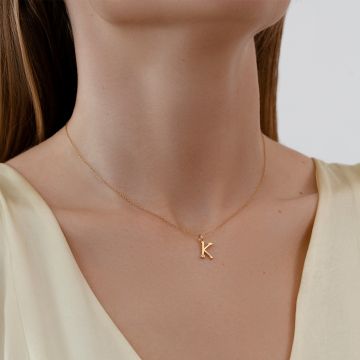 Collier avec lettre K en or 585 serti d'un diamant