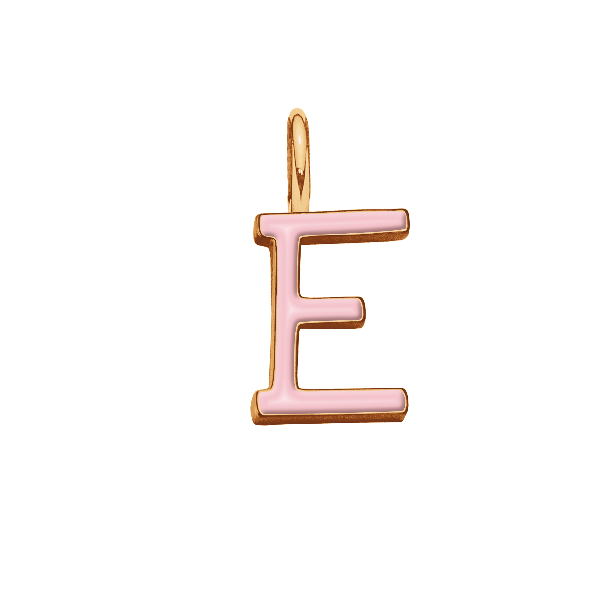 Pendentif lettre E en émail rose doré à l’or fin