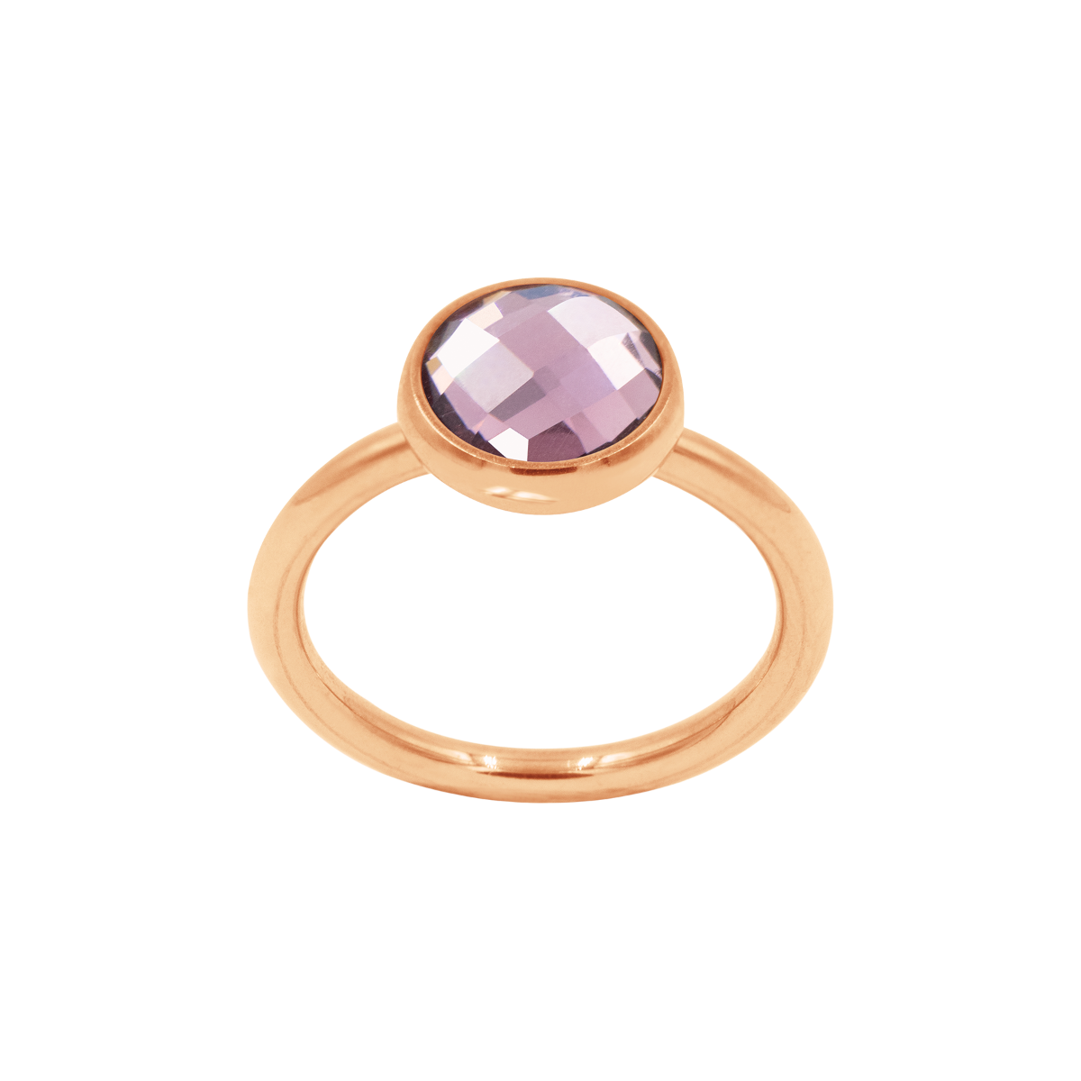 Bague quartz violet doré à l’or fin rose 