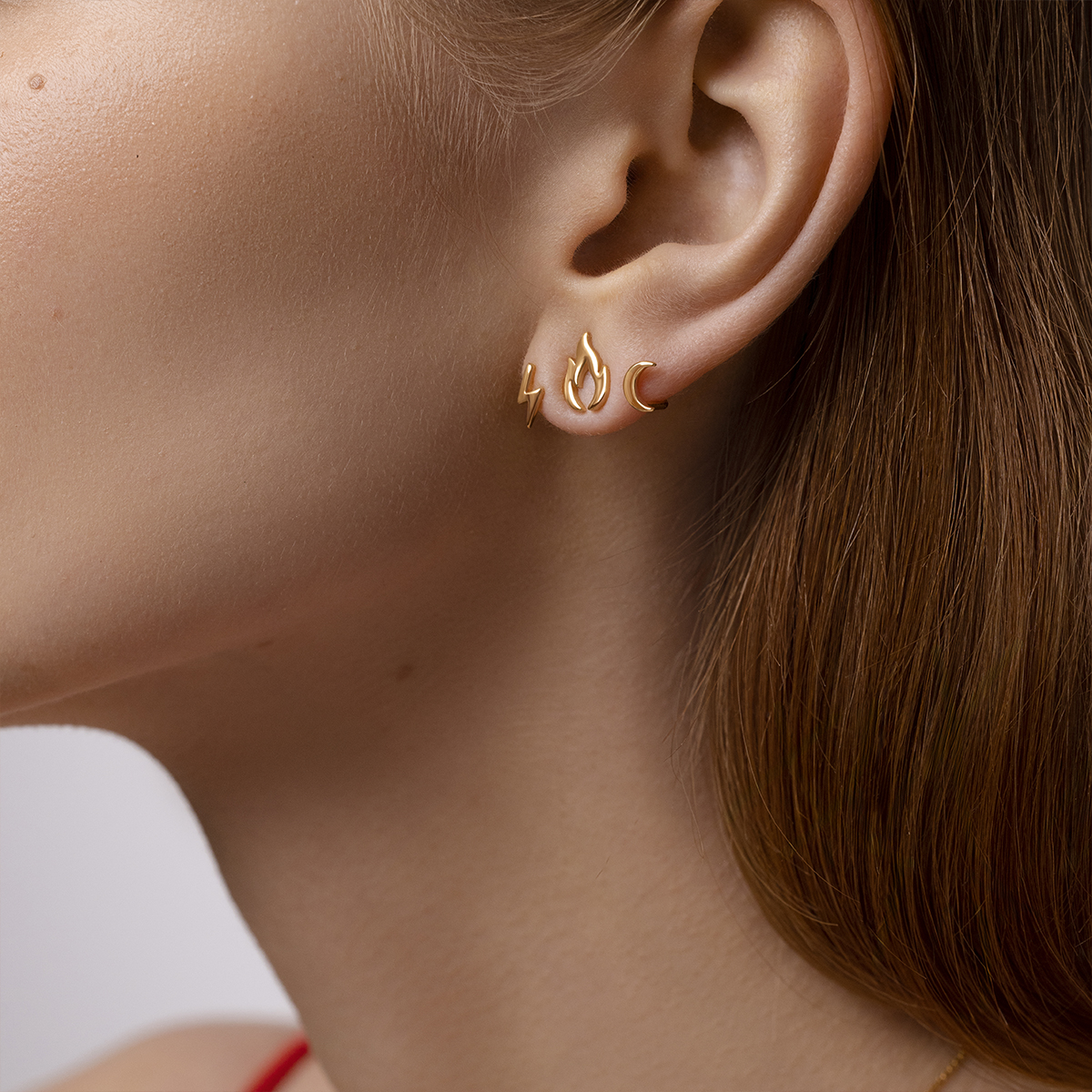 Boucles d'oreilles multi Flamme de l'Amour, doré à l’or fin