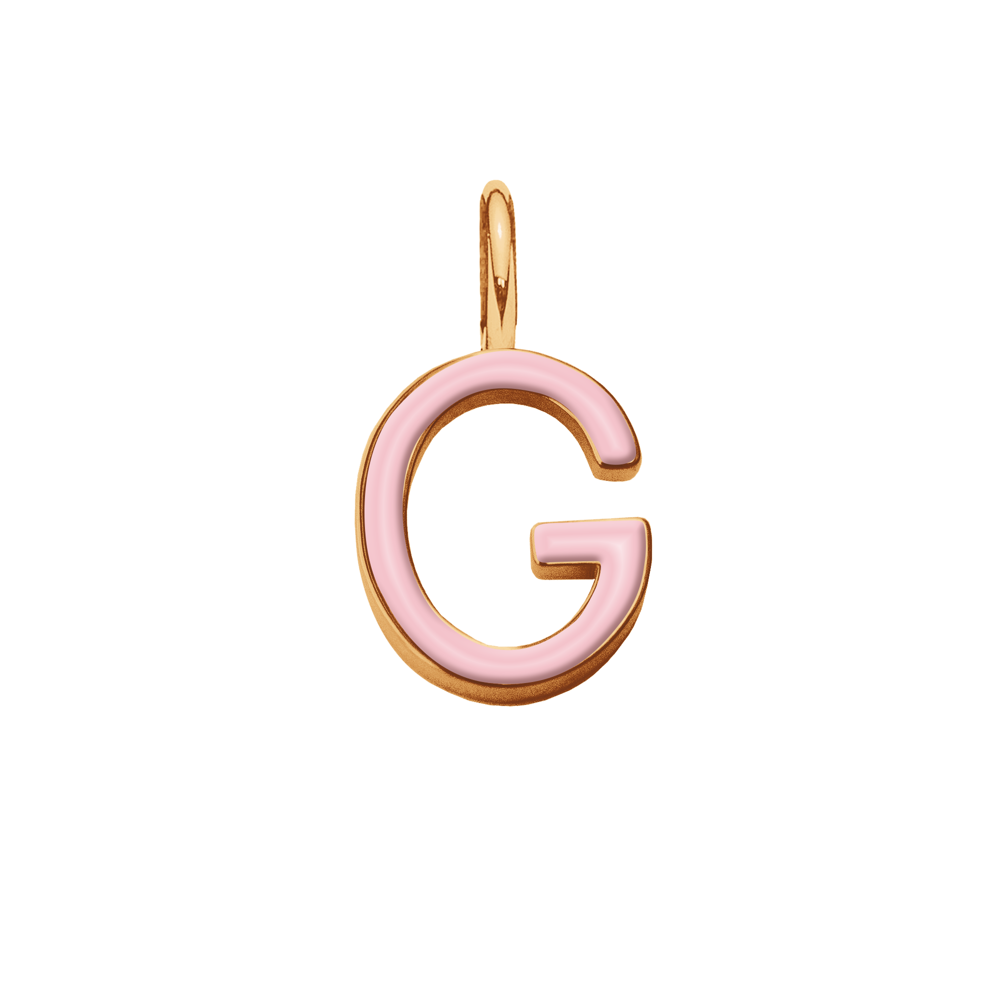 Pendentif lettre G en émail rose doré à l’or fin