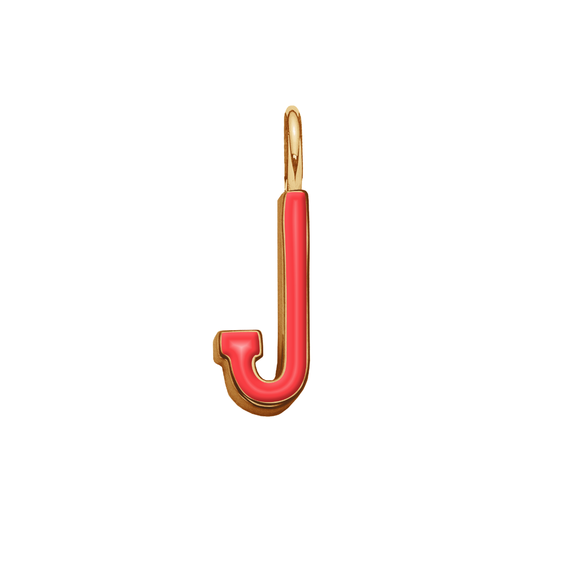 Pendentif lettre J en émail rouge doré à l’or fin