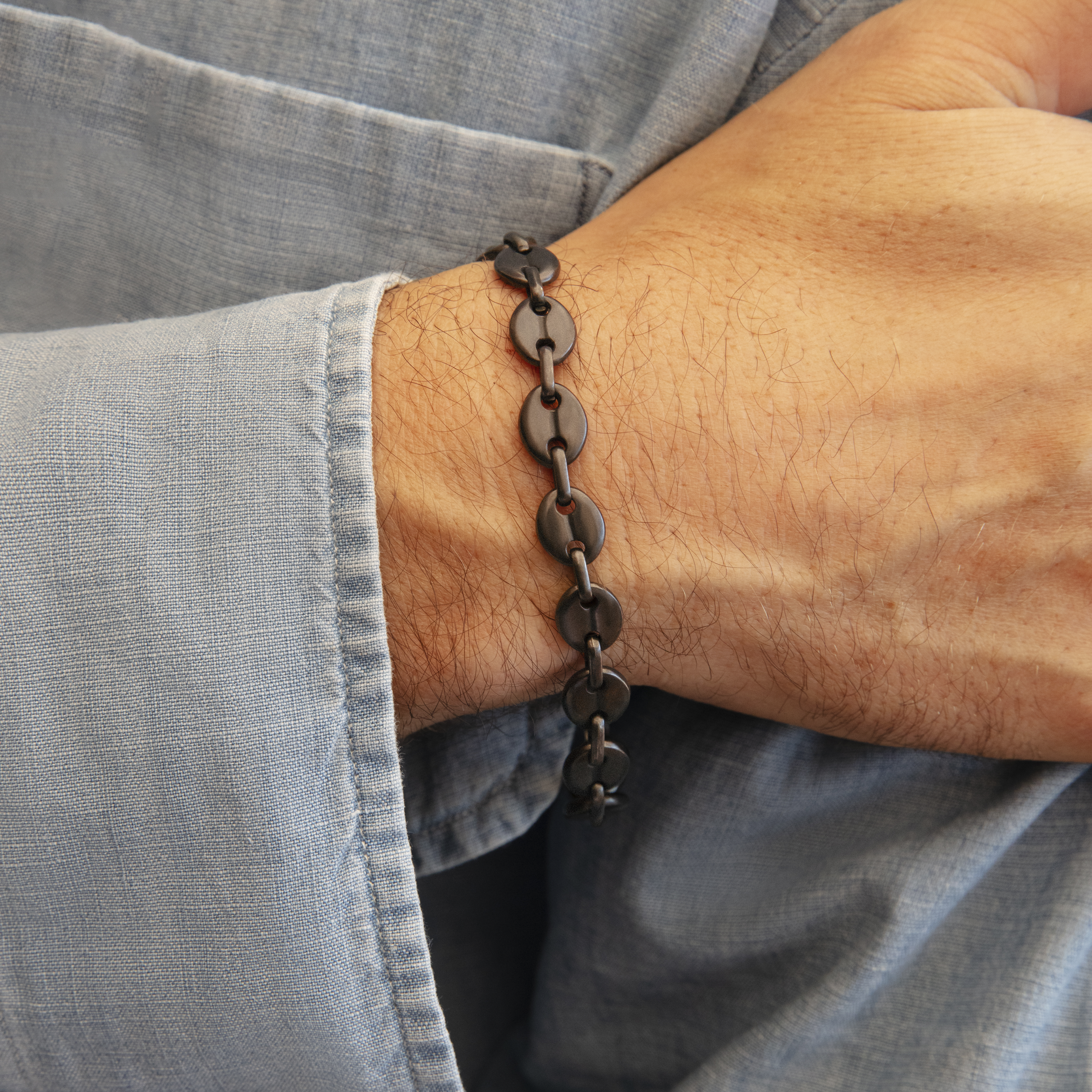 Bracelet pour homme grains de café effet usé 