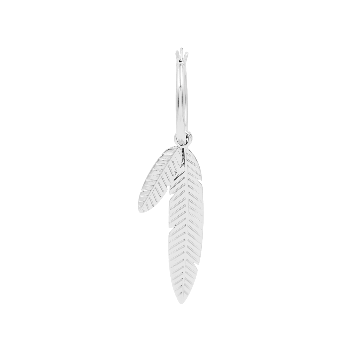 Pendant d'oreille Plume en argent (gauche)