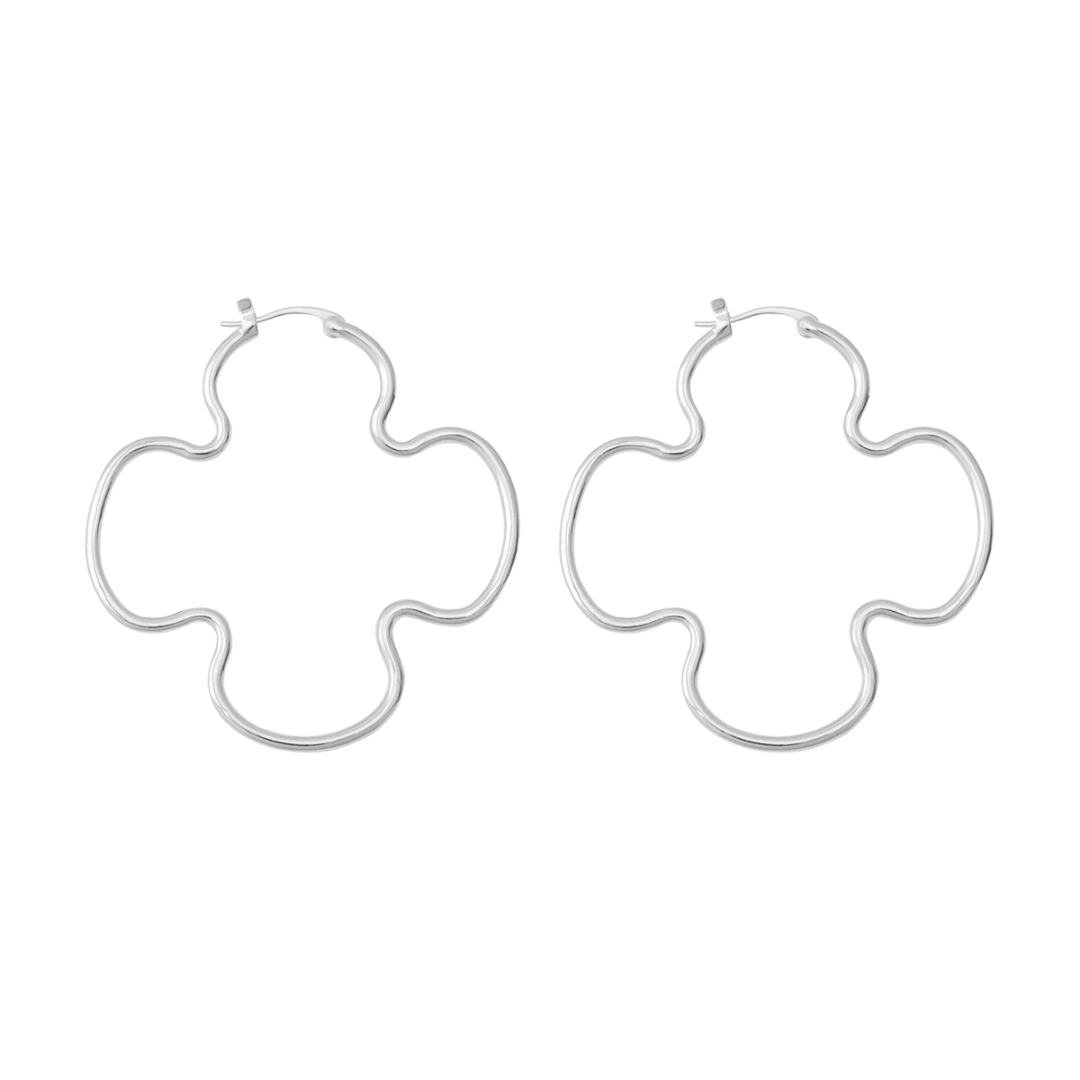 Boucles d'oreilles Clover 5 cm plaqué argent