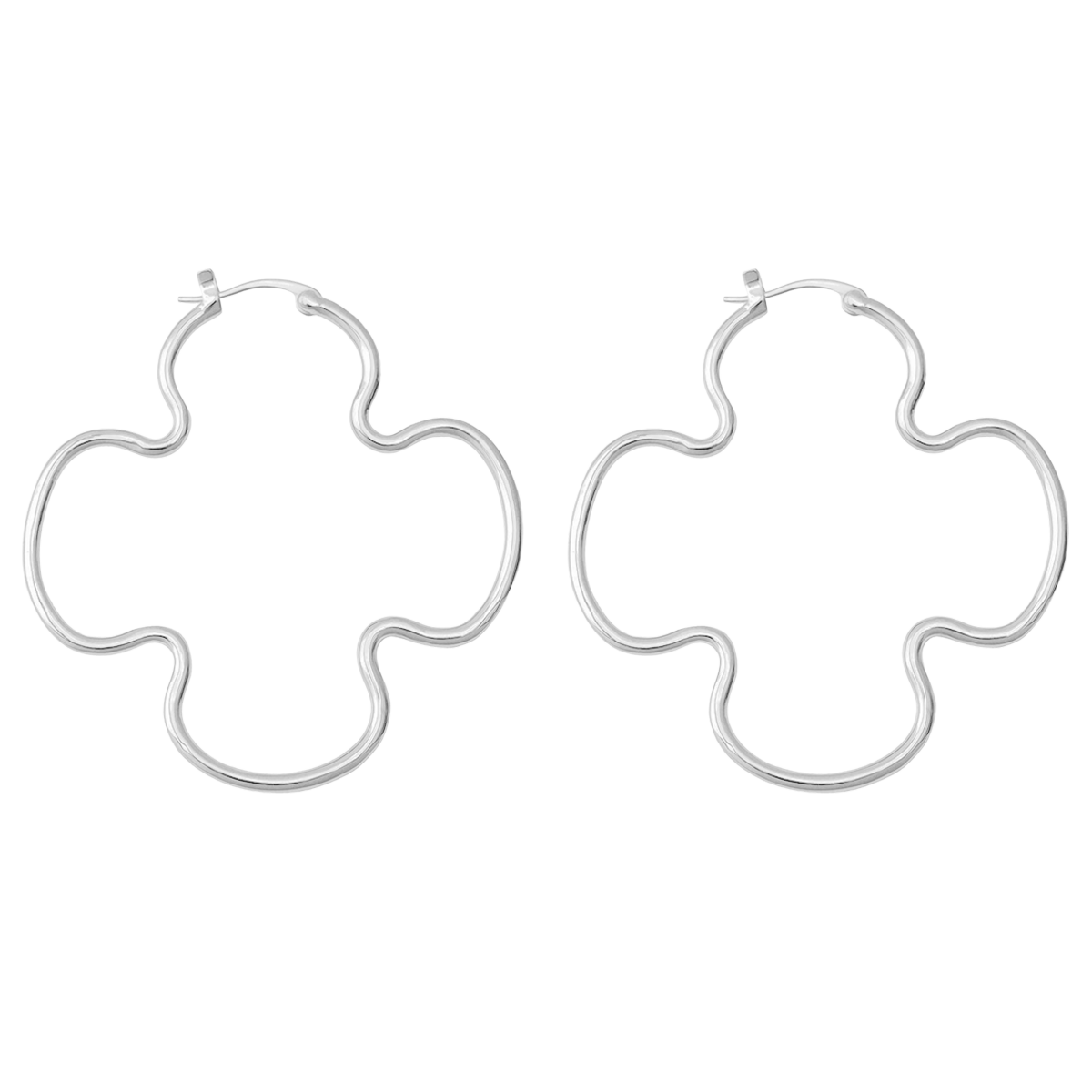 Boucles d'oreilles Clover 7 cm plaqué argent