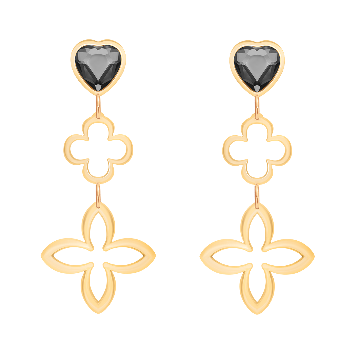 Pendants d’oreilles Icons avec cœur en cristal doré à l’or fin