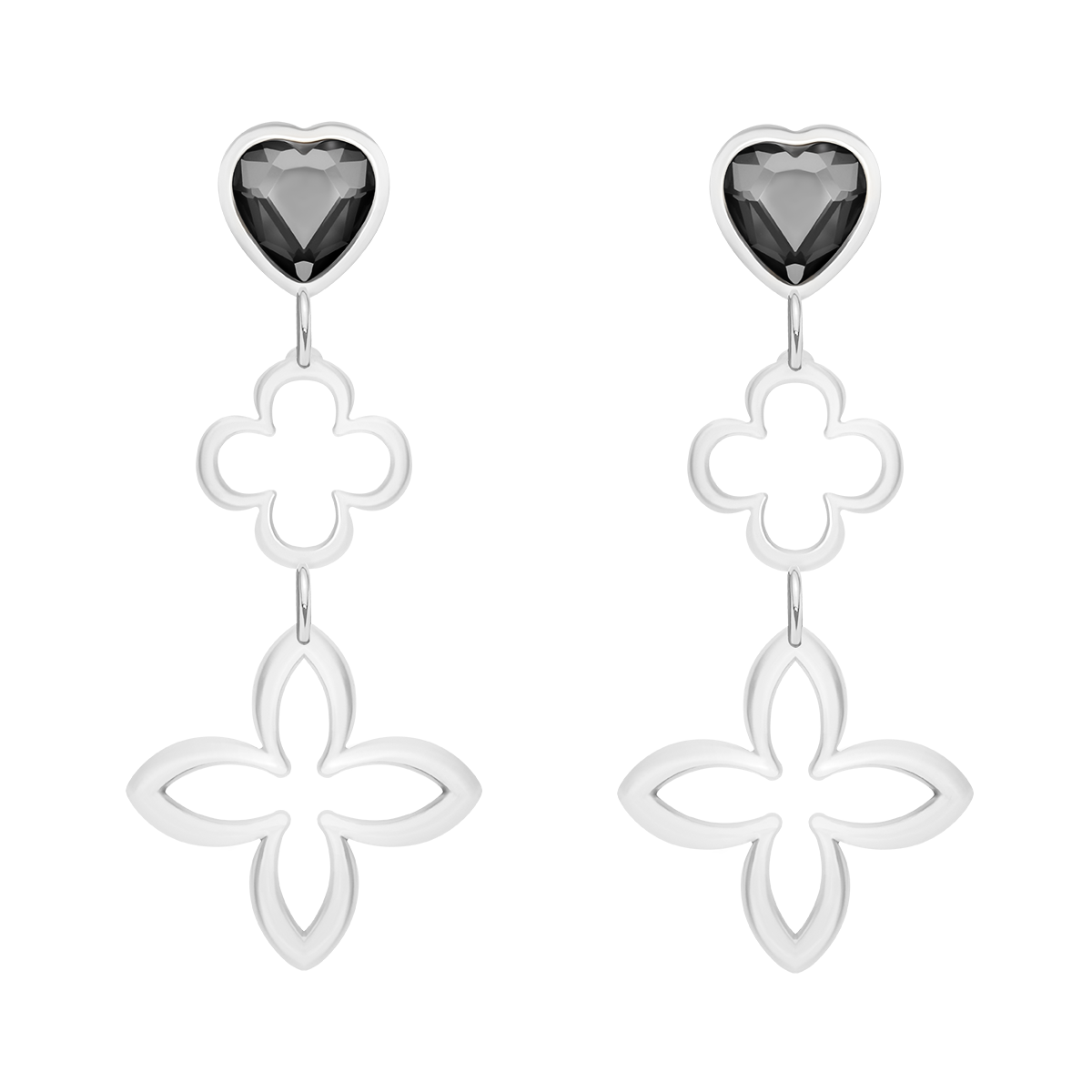 Pendants d’oreilles Icons avec cœur en cristal plaqué argent