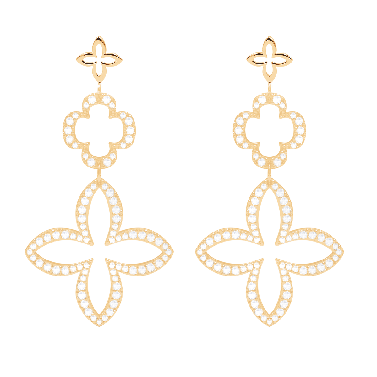 Pendants d'oreilles Lily sertis de zircons doré à l’or fin