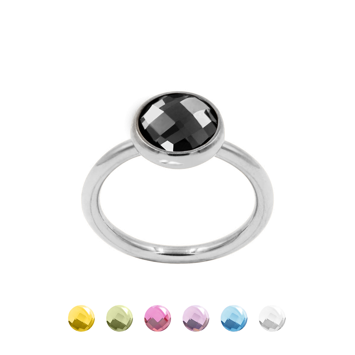 Bague quartz noir plaqué argent