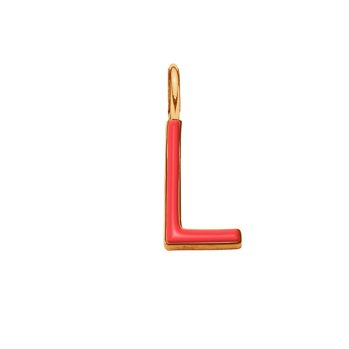 Pendentif lettre L en émail rouge doré à l’or fin