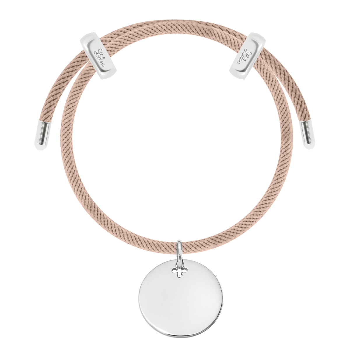 Bracelet Liana, couleur beige plaqué argent avec médaille en argent