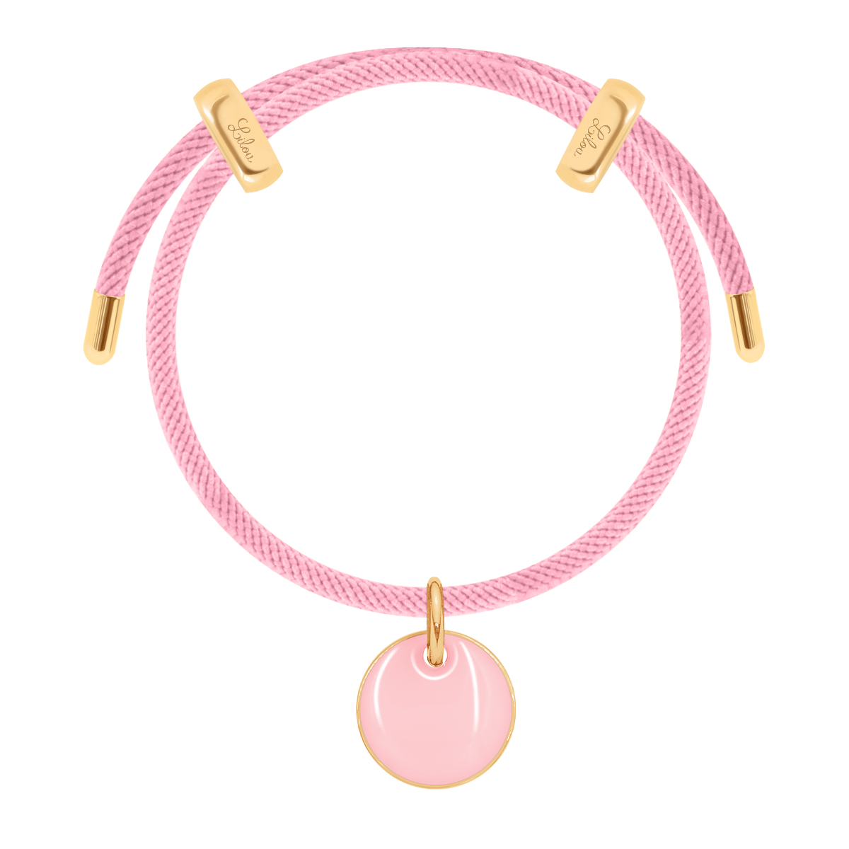 Bracelet Liana, couleur rose doré à l’or fin avec médaille en émail rose 