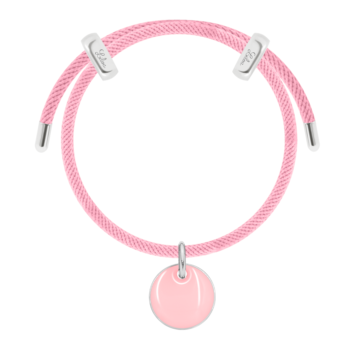 Bracelet Liana, couleur rose plaqué argent avec médaille en émail rose 