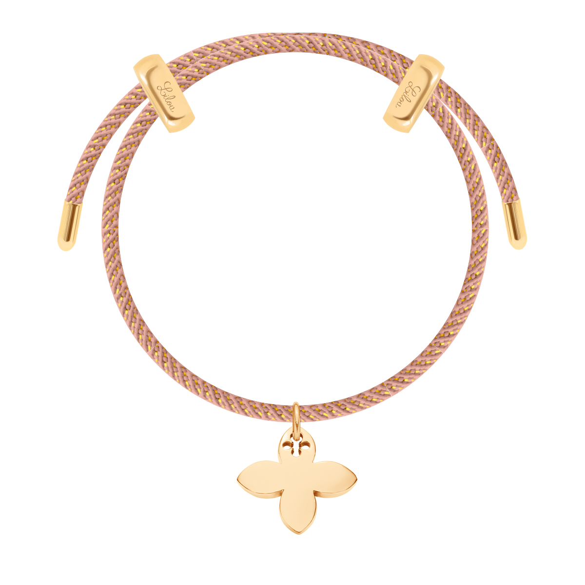 Bracelet Liana, couleur rose foncé avec pendentif lys