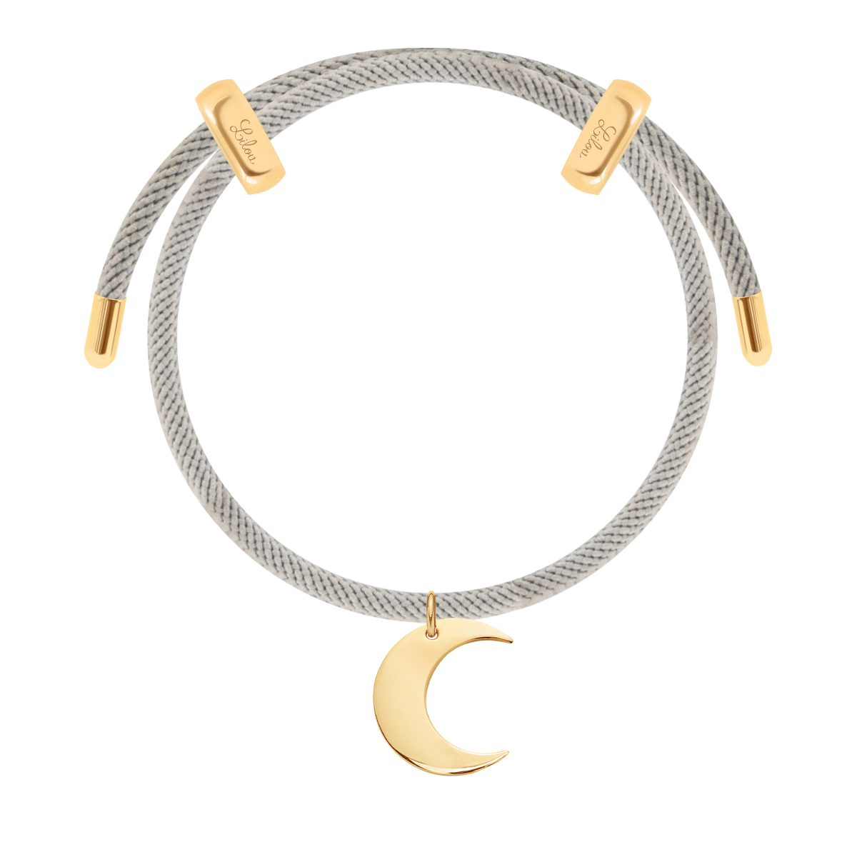 Bracelet Liana, couleur gris clair doré à l’or fin avec pendentif Lune