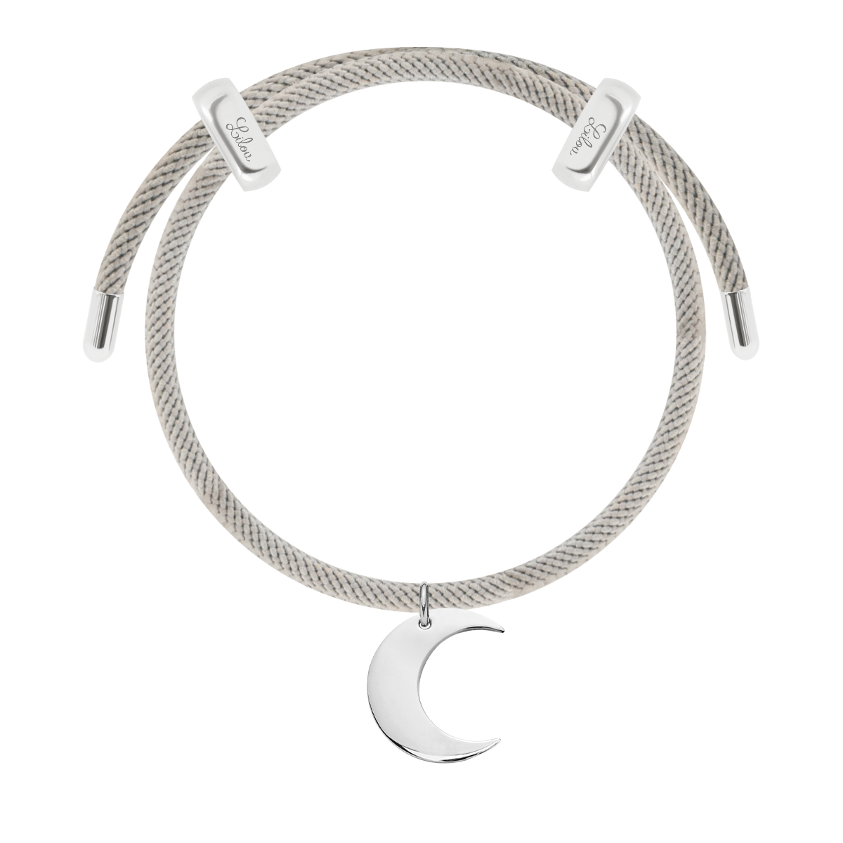 Armband Liana in hellgrauer Farbe mit Lune-Anhänger, versilbert