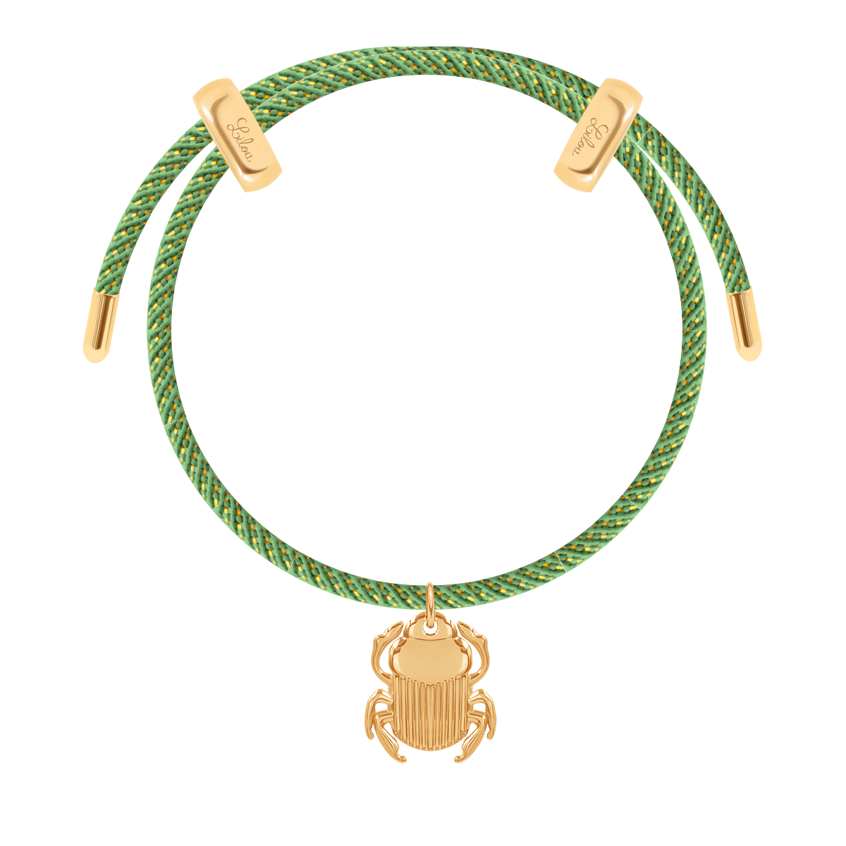 Bracelet Liana, couleur verte avec pendentif scarabée