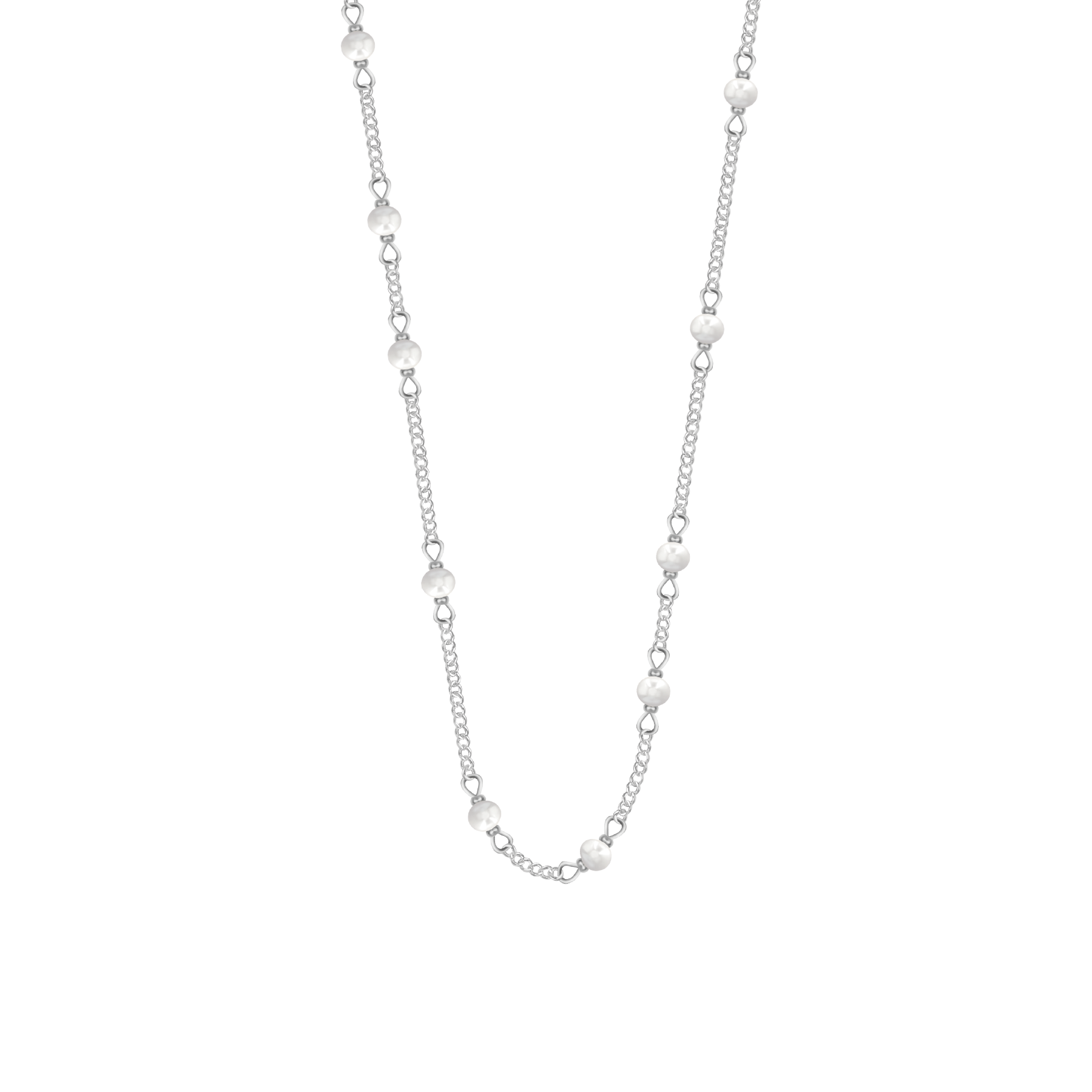 Collier Pearls plaqué argent - 60 + 5 cm