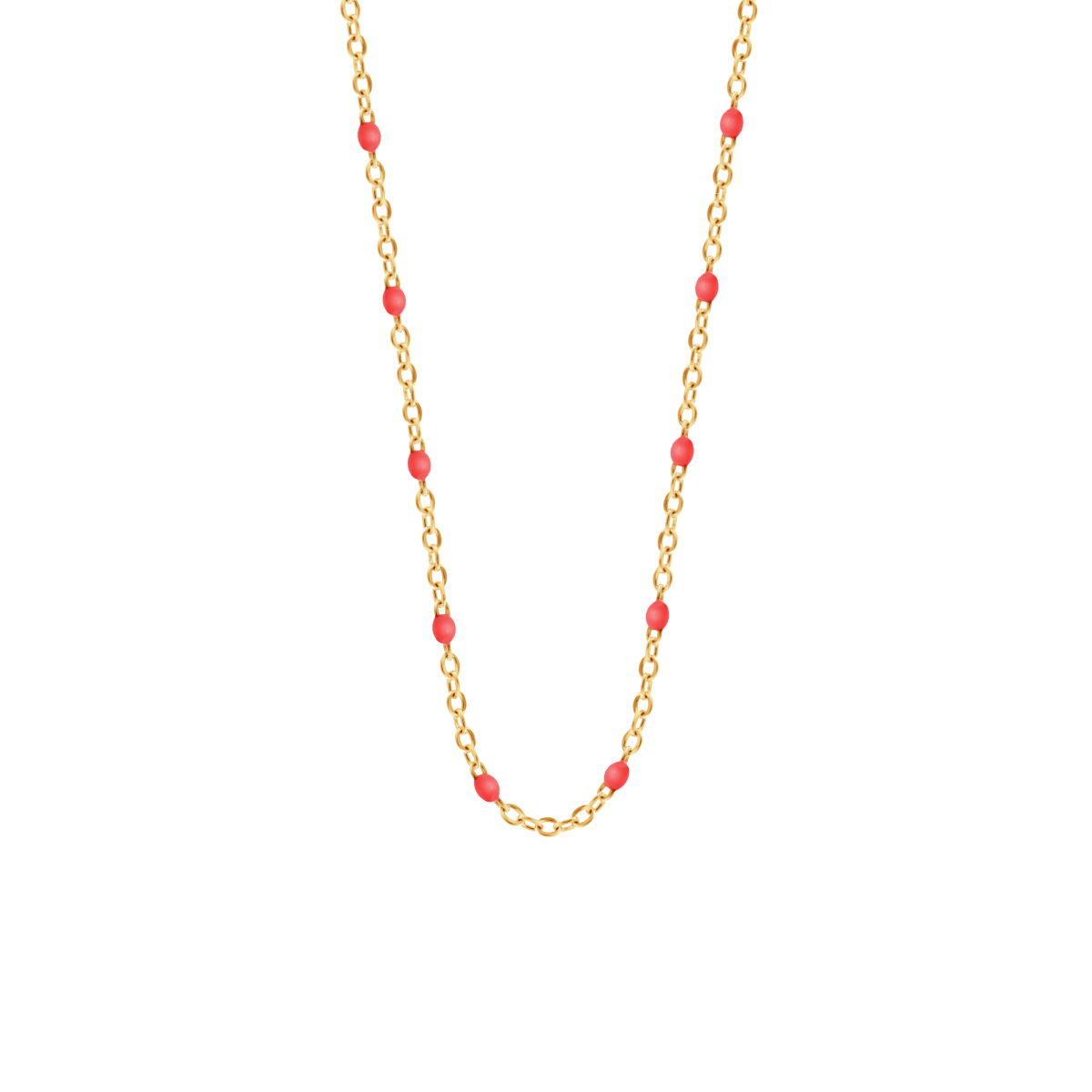 Collier émail rouge doré à l’or fin - 42 + 5 cm