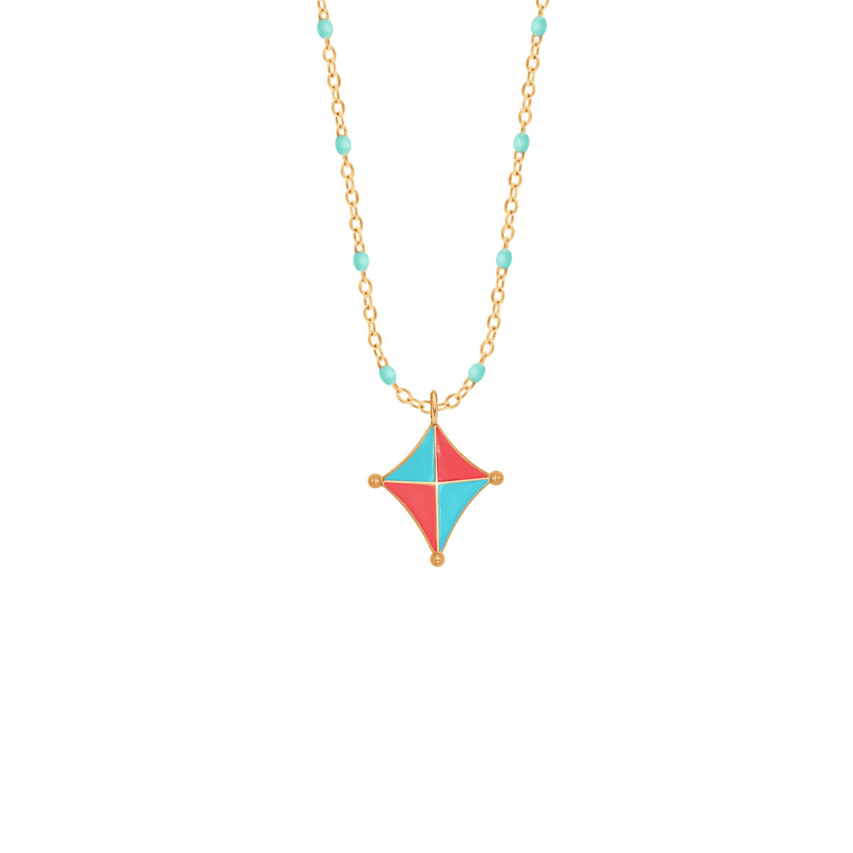 Collier chaîne émail couleur menthe avec un pendentif Cerf-volant 