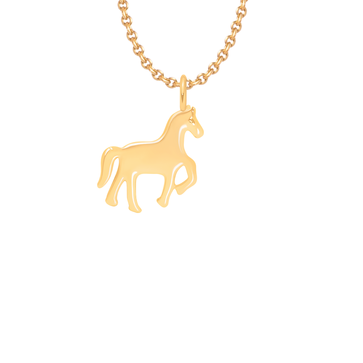 Collier chaîne fine avec pendentif cheval doré à l’or fin