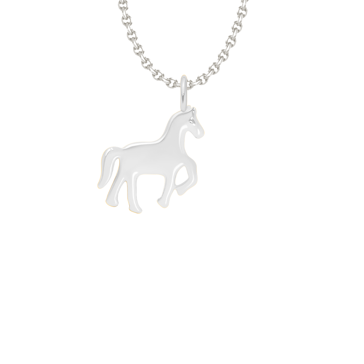 Collier chaîne fine avec pendentif cheval plaqué argent