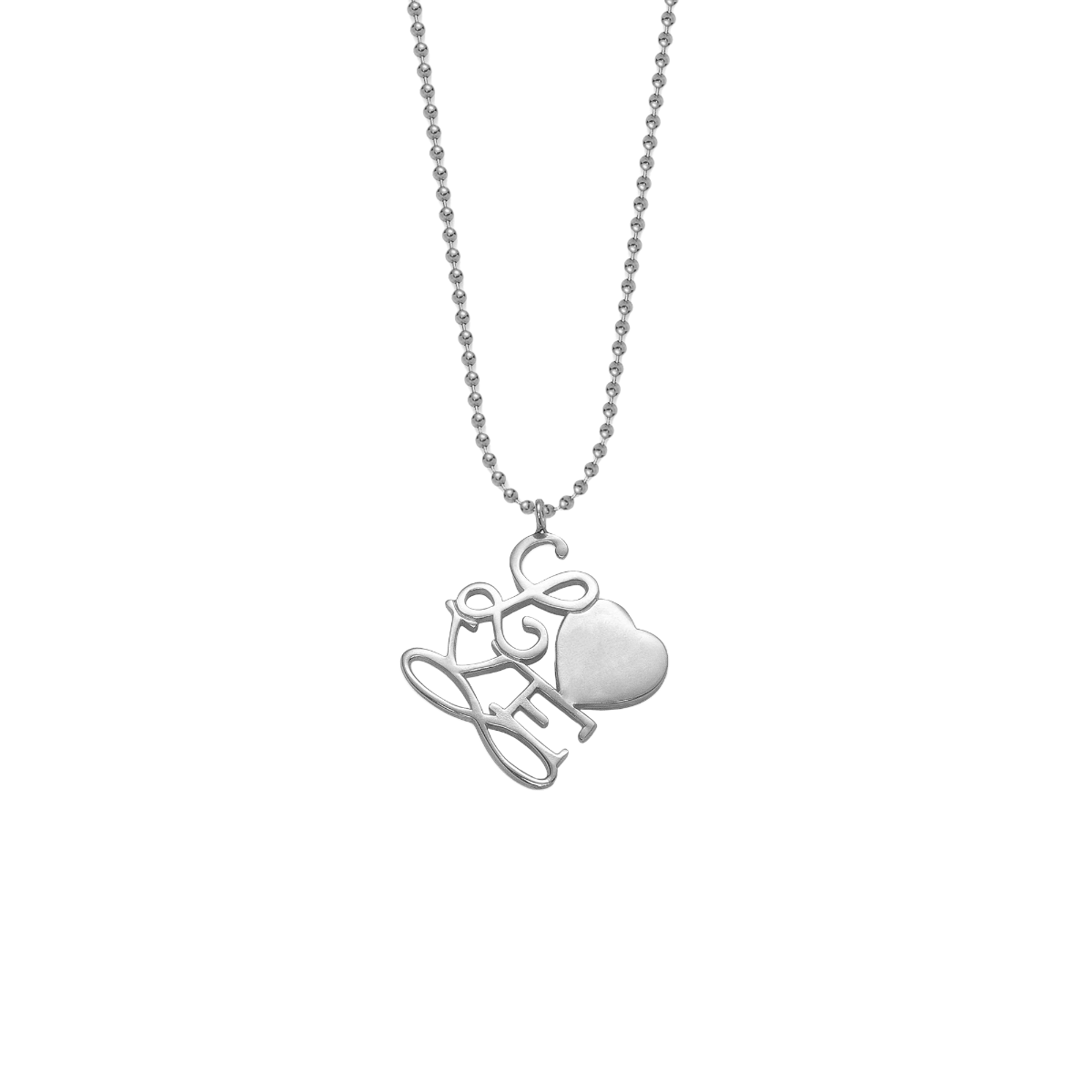 Collier chaîne boules et son pendentif Love