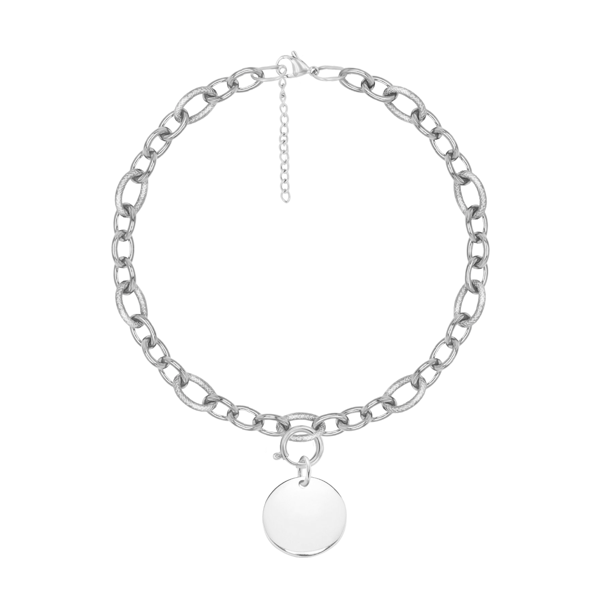 Bracelet chaîne n°3 avec médaille en argent