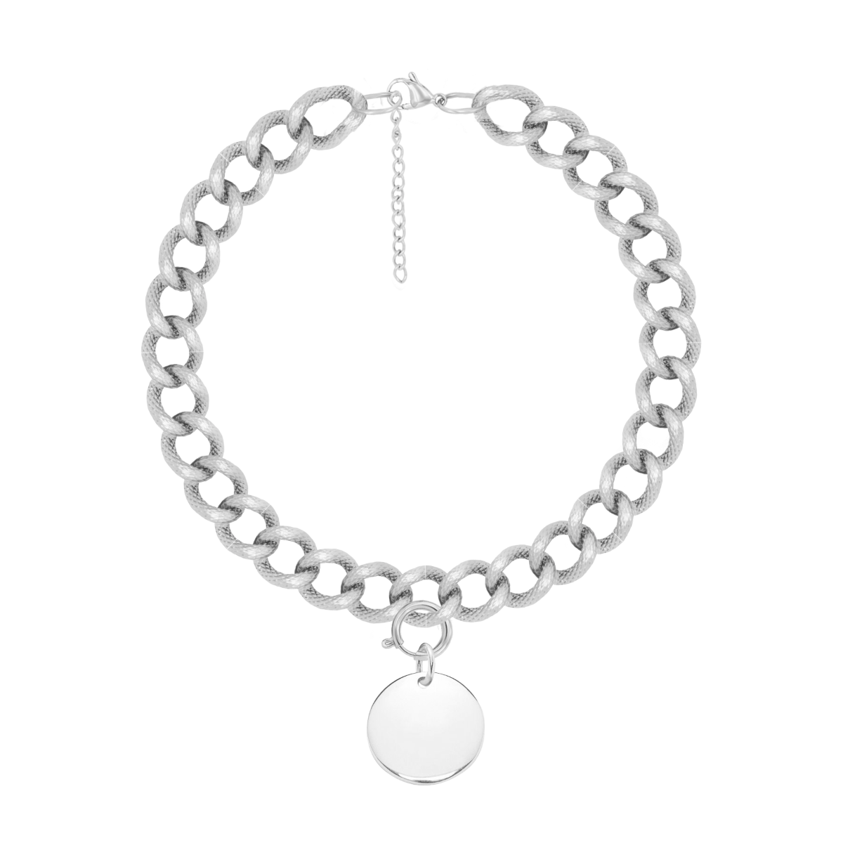 Bracelet chaîne n°4 avec médaille en argent