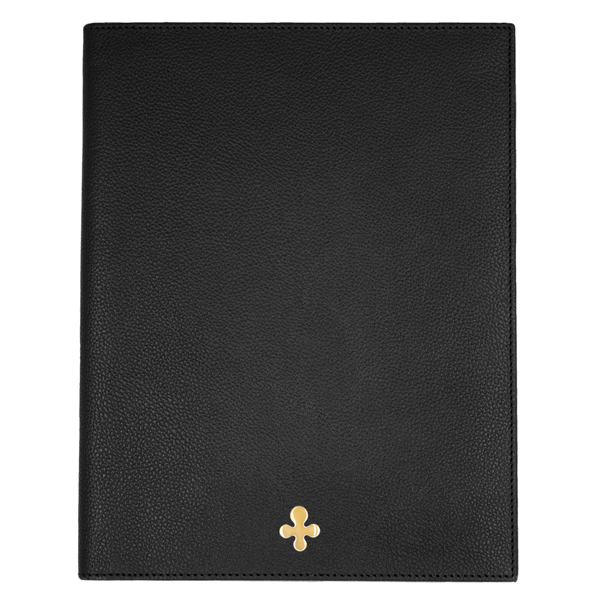 Carnet de notes en cuir noir et trèfle doré