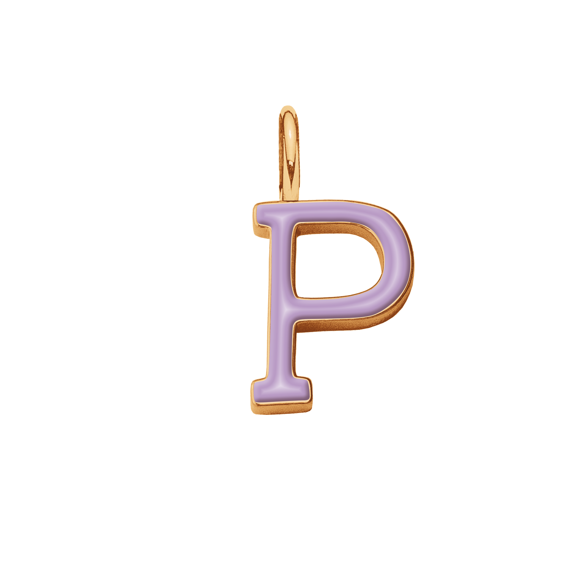 Pendentif lettre P en émail violet doré à l’or fin