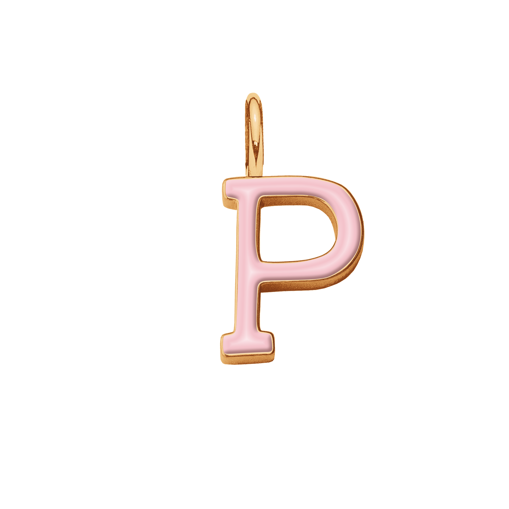 Pendentif lettre P en émail rose doré à l’or fin