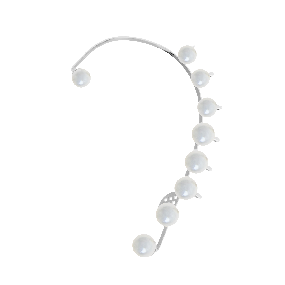 Manchette d'oreille gauche Pearls plaqué argent