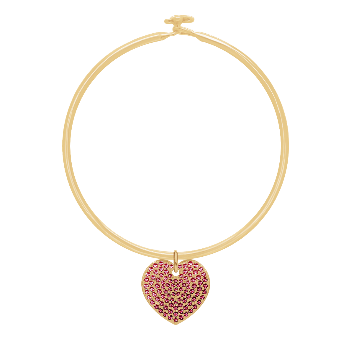 Bracelet Pénélope avec cœur 1,5 cm doré à l’or fin avec zircons roses