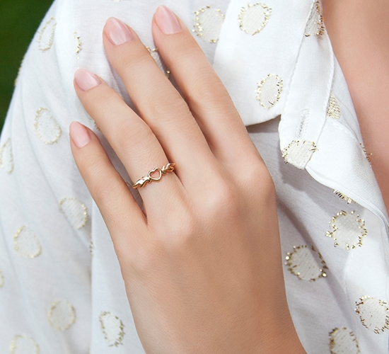 Bague Cœur avec flammes doré à l’or fin