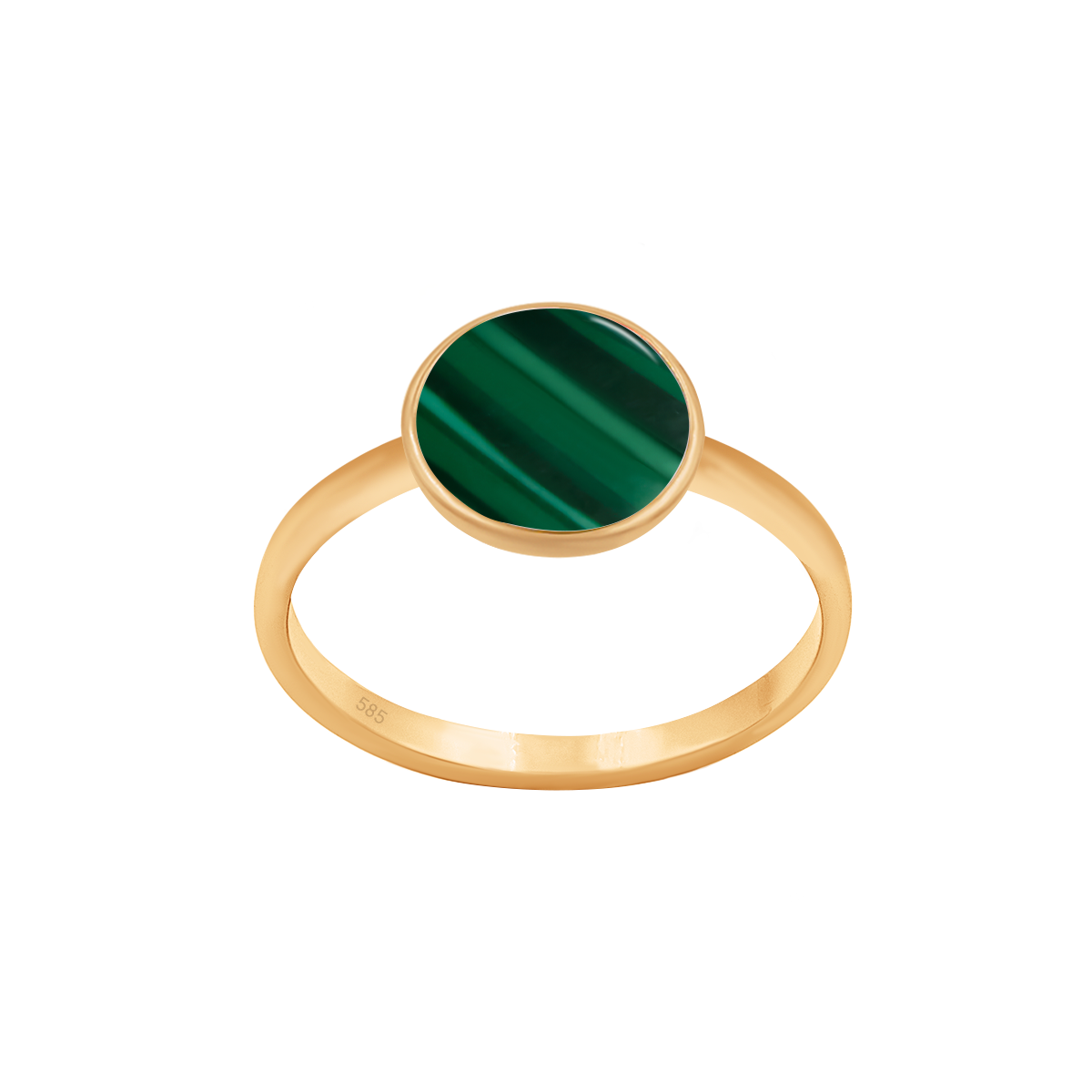 Bague en or 585 avec médaille en malachite verte