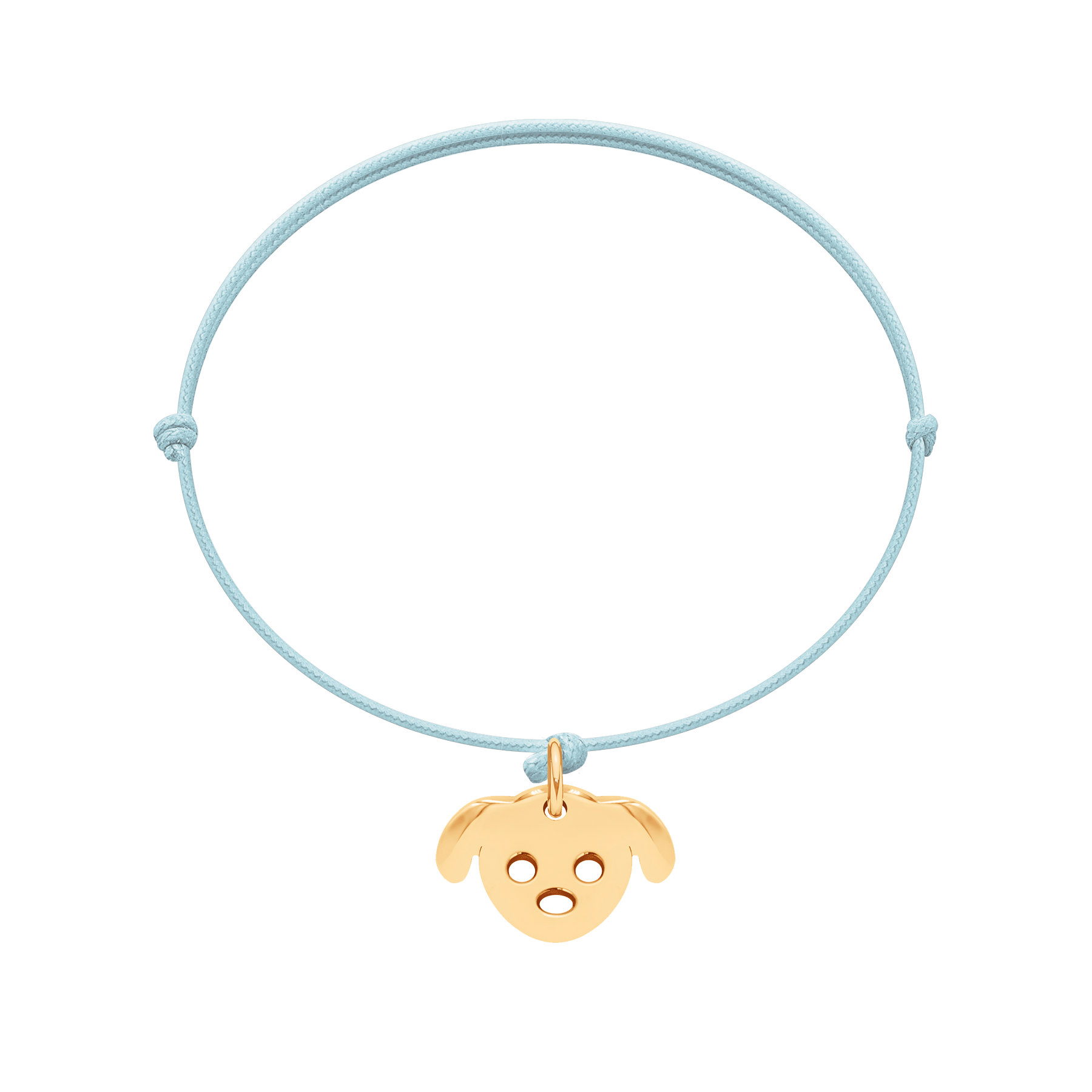 Bracelet Chien sur un fin cordon bleu ciel