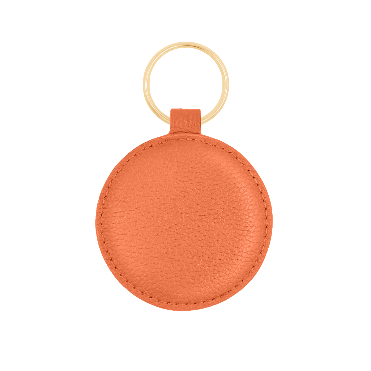 Porte-clés médaille orange avec anneau doré