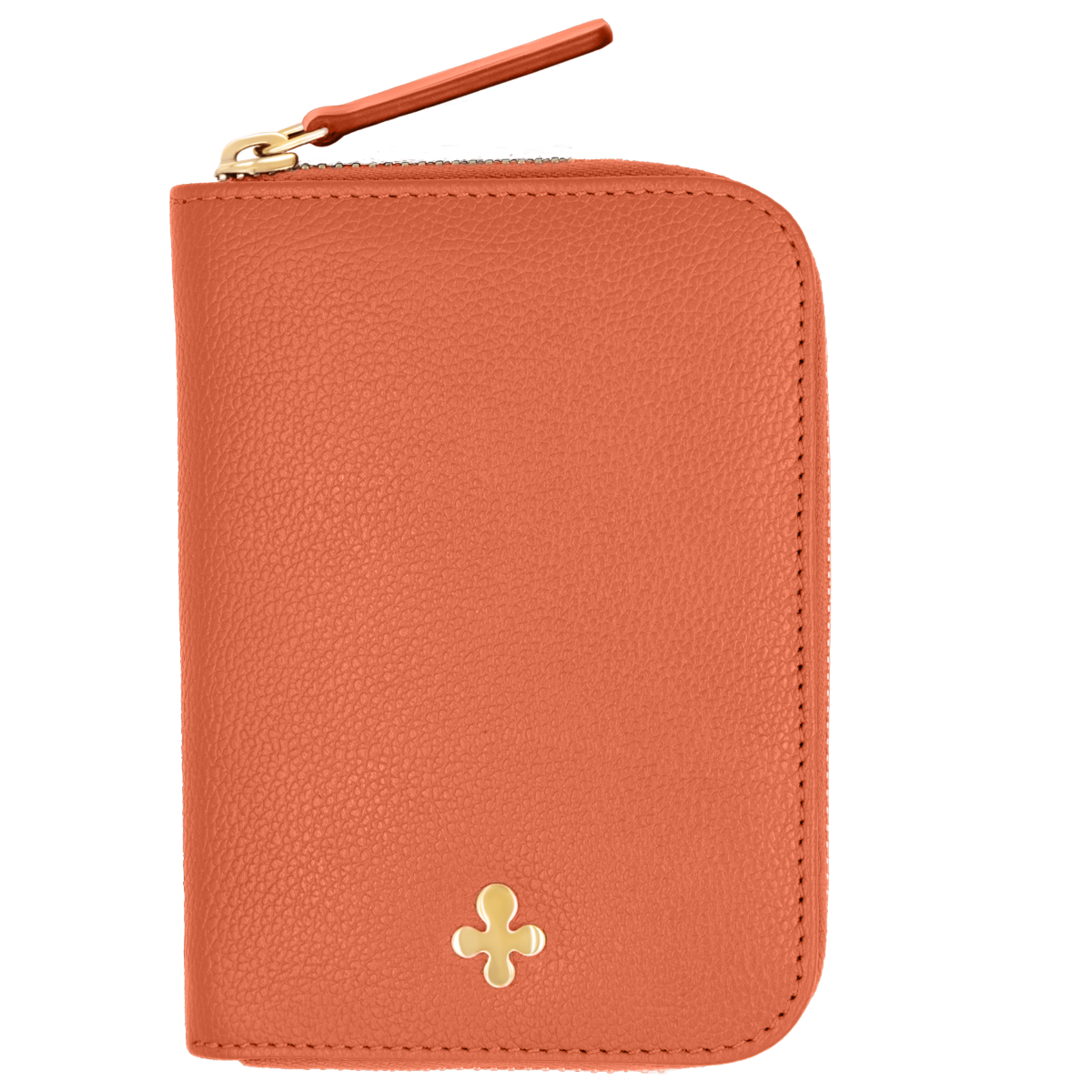 Portefeuille en cuir orange