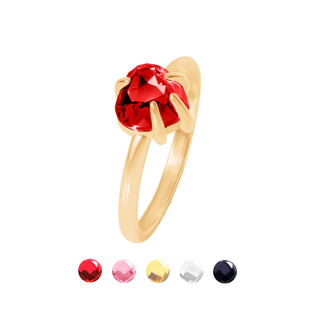 Bague Amour avec un cristal rouge doré à l’or fin