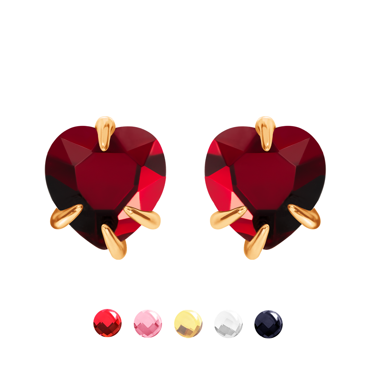 Boucles d'oreilles  
Amour avec cristaux rouges doré à l’or fin