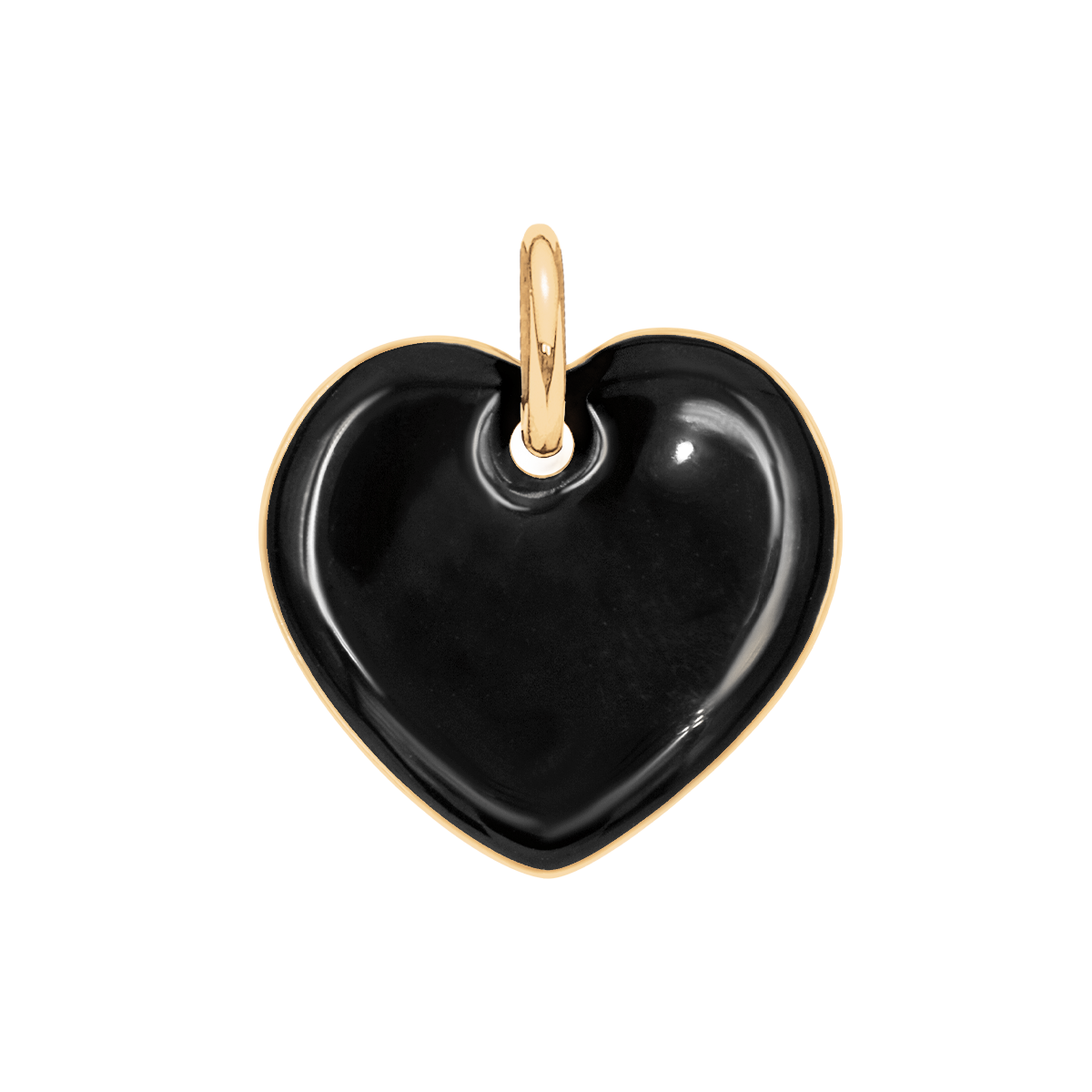 Pendentif Cœur en émail noir 1,5 cm doré à l’or fin