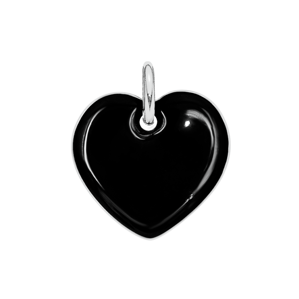 Pendentif Cœur en émail noir 1,5 cm plaqué argent